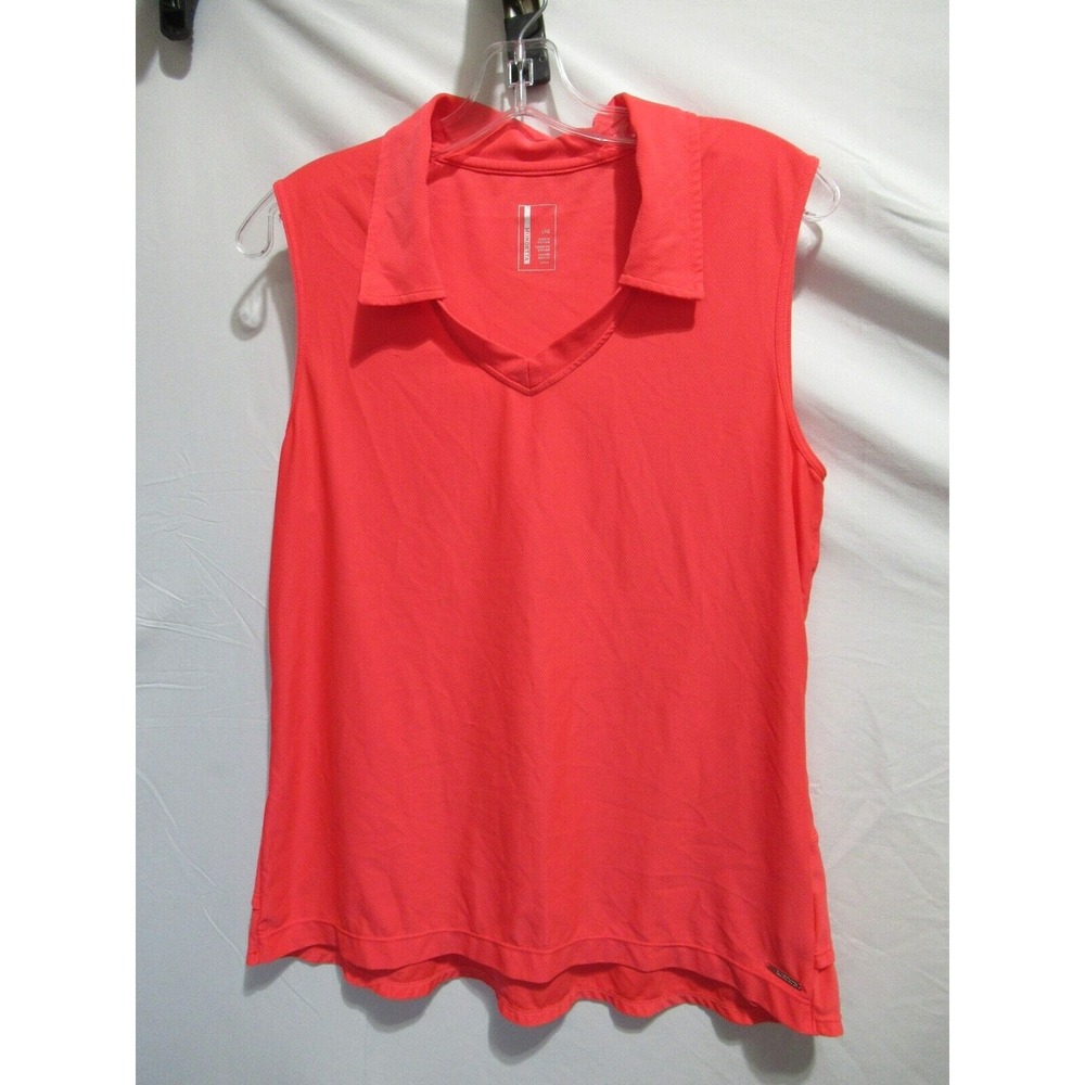 Mondetta Women's Size Large Coral Orange Sleeveless Collard Golf Shirt EUC